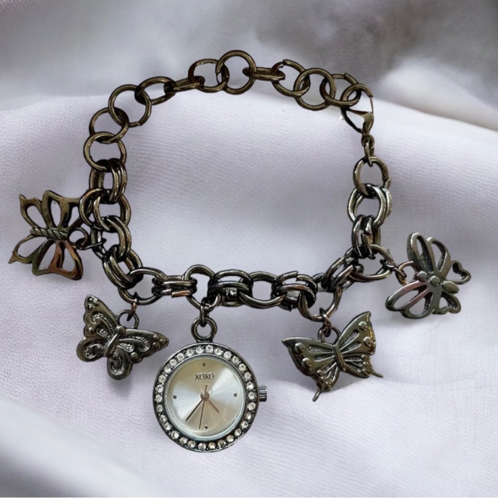 XOXO butterfly watch charm bracelet
